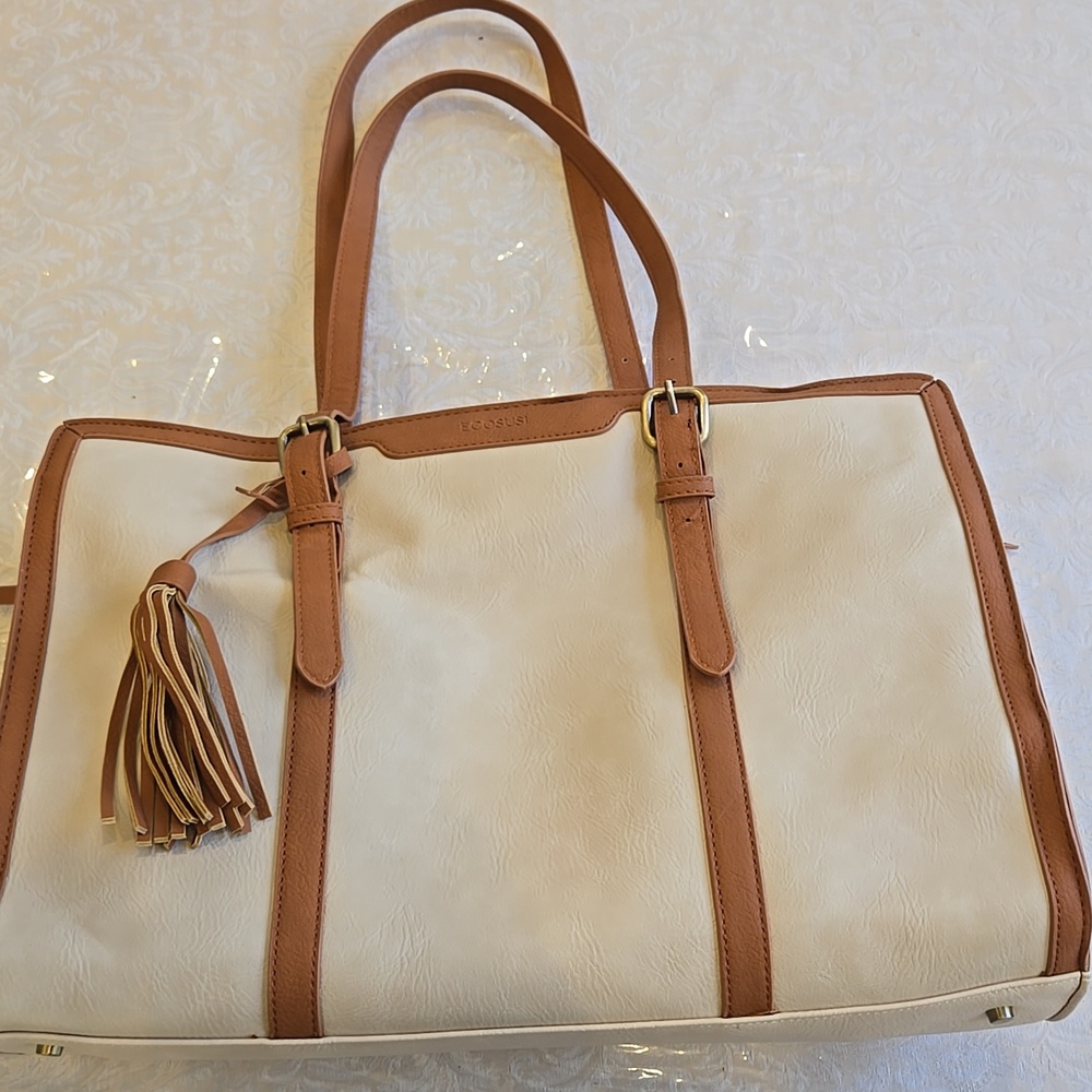 Ecosusi Elegant Creame and Tan Tote Bag